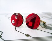 Custom Circuit Board Cuff Links - Geeky Nerdy Wedding Party - Green Blue Gold Red - Cyborg Series
