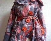nuno felted jacket, silk, wool, cardigan, handmade, size S - M