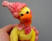 Yellow duck collectible nursery decor needle felted snowduck poseable READY TO SHIP