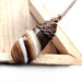 Brown Agate Necklace - Copper Wire Wrapping - Braided Celtic Necklace - Coffee Chocolate Nugat Gemstone - Teardrop Woodland in Earth tones