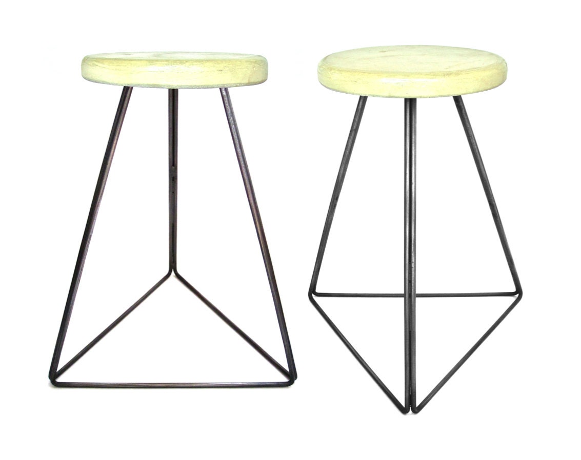 Industrial Concrete & Steel Indoor/Outdoor Coleman Stool in Distressed Cherry Red