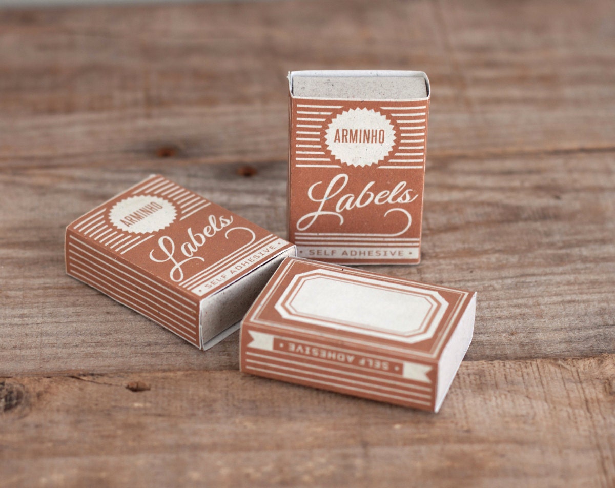 box labels - self adhesive - vintage design look - rusty orange - LAB301O