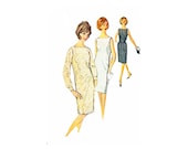 Vintage 60s Dress Sewing Pattern Mad Men Square Neck Wiggle Dress Size 16 Bust 36 Simplicity 5490
