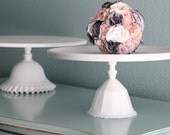Cake Stand for Vintage Milk Glass Weddings / White Cake Stand Cake Pedestal Cake Plate Platter / Cupcake Stand / Hollywood Regency Decor
