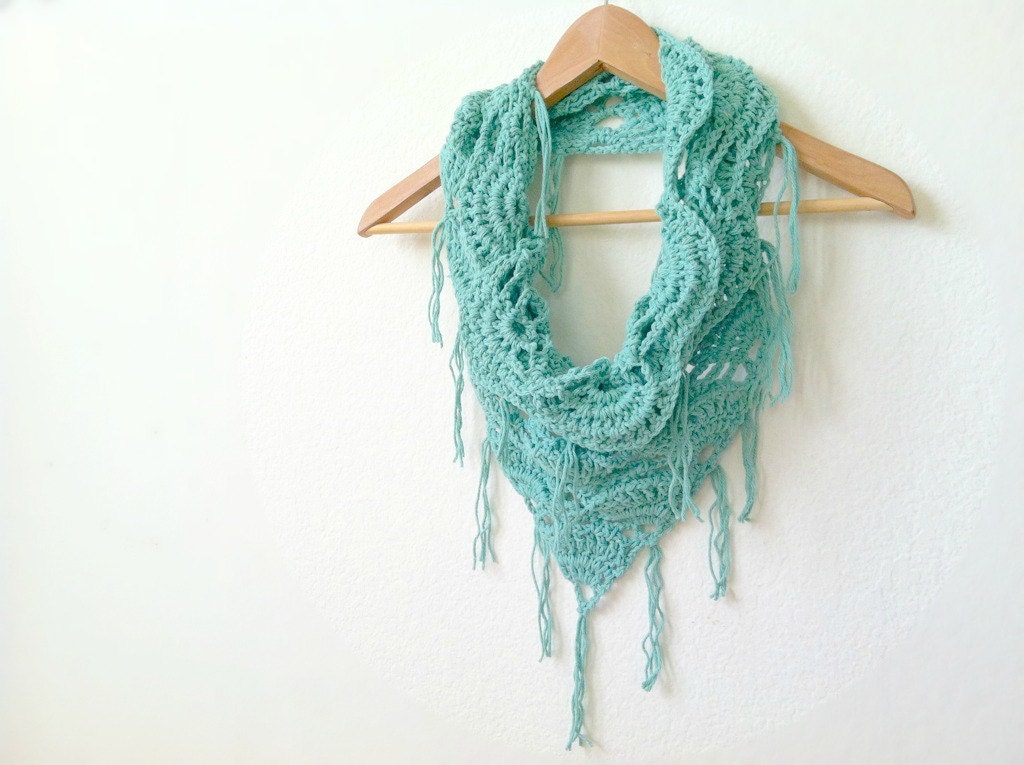 CROCHET LACE Slouchy Triangle Infinity Cowl - Mint Green - Made to Order