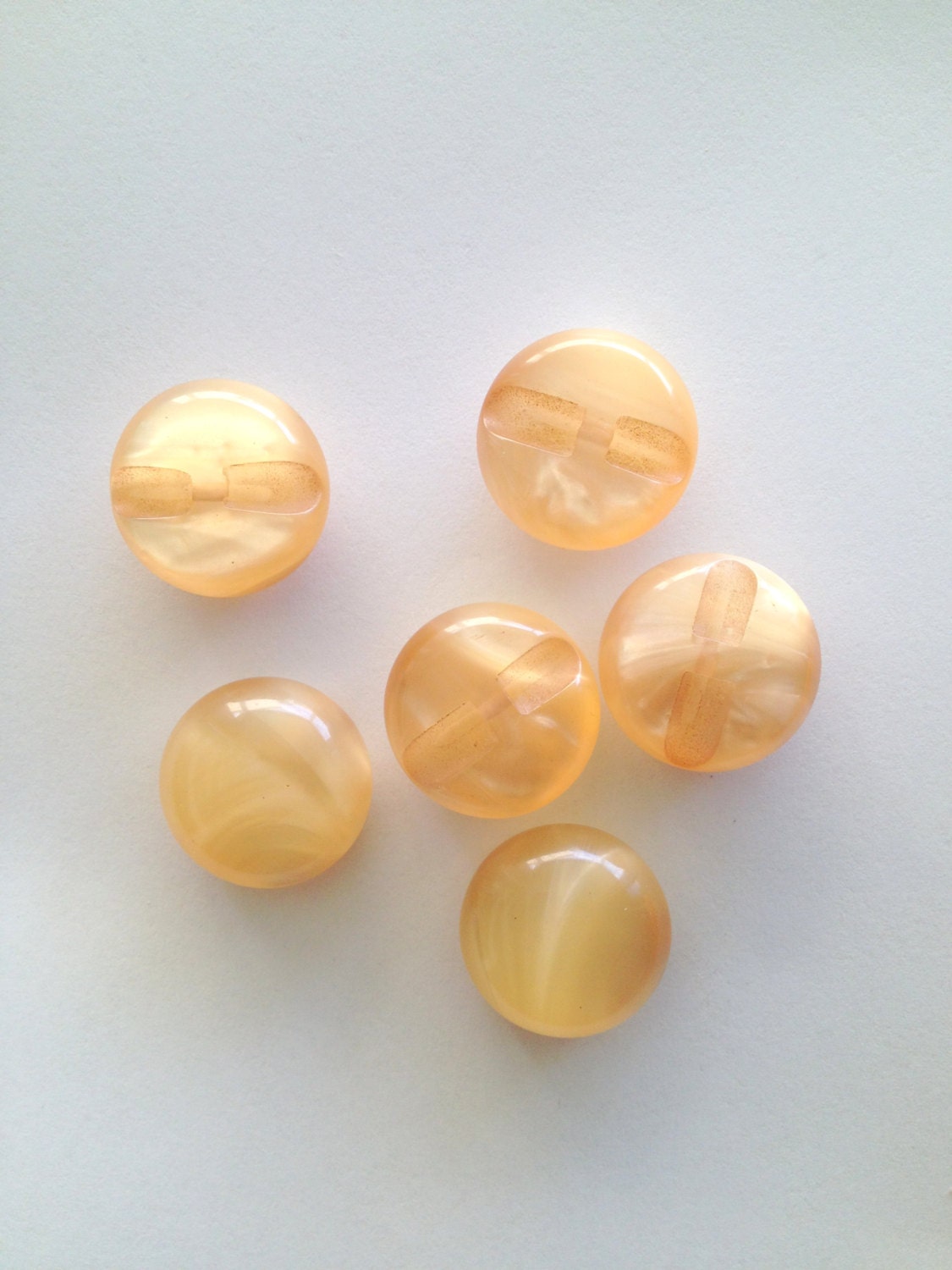 Vintage Beige Shank Button, lot of 6, light tan pearlized plastic, celluloid buttons, matched