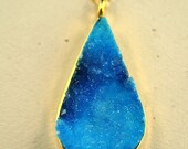 Mothers Day Sale - Rare Turquoise Blue Drusy Necklace - Drusy Jewelry