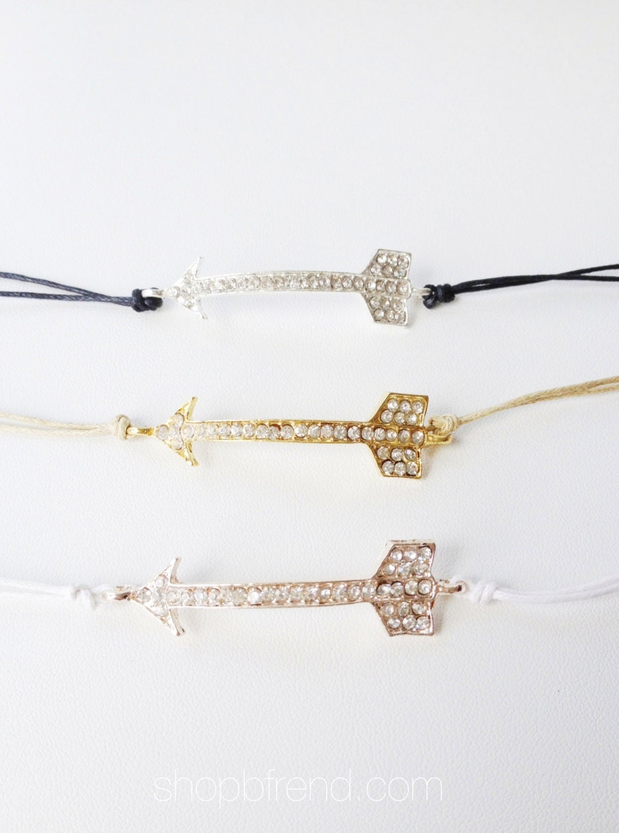 Crystal Arrow "tie me once" Bracelet