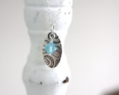 Fine silver charm necklace spiral pattern sterling silver chain one of a kind everyday jewelry
