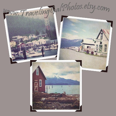 Photography Collection set of 3 rustic Alaska home decor large wall art fine art photos 8x8
