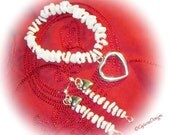 GIFT For MOM-Sweet Jewelry Set/Shells/Red Glass Beaded Bracelet/Earrings-28.00 Set