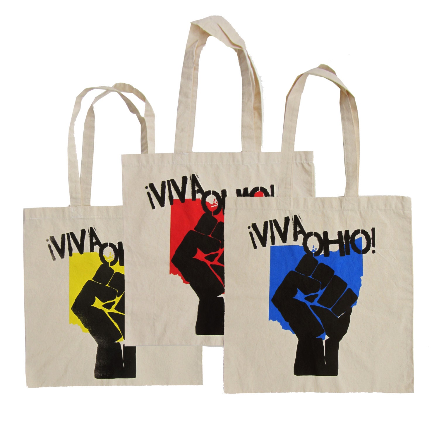 Viva Ohio Natural Canvas Tote (in Royal Blue, Yellow, or Red and Black Ink)