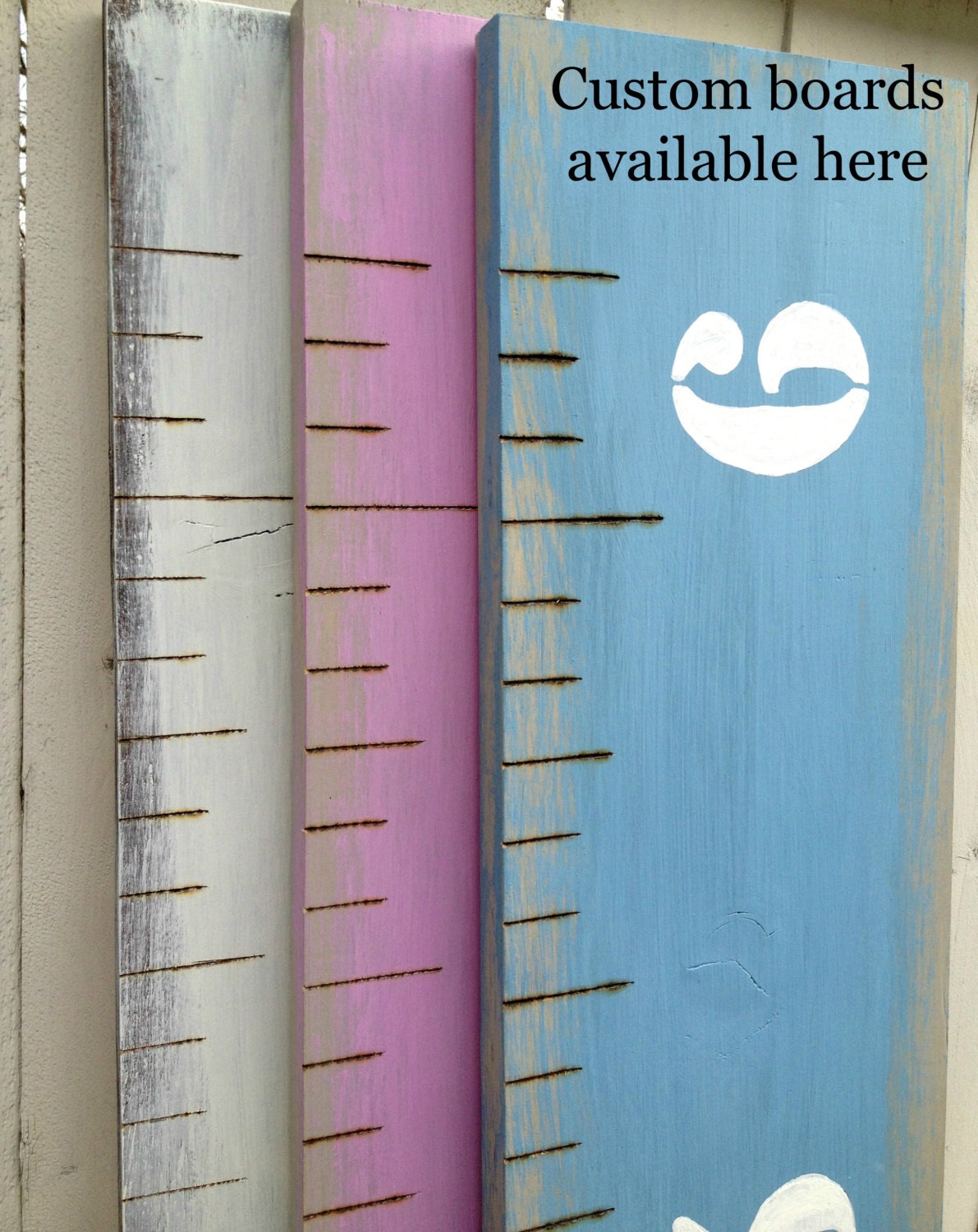 Custom Wooden Growth Chart Handmade Pink Blue Any Color Oversized Ruler Traditional 6ft3in