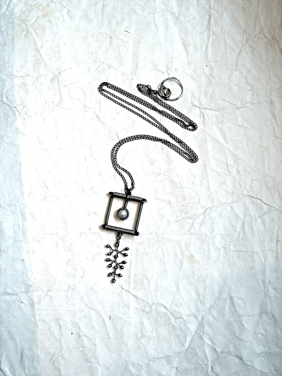 Pearl Lantern w/ Floating Branch Necklace