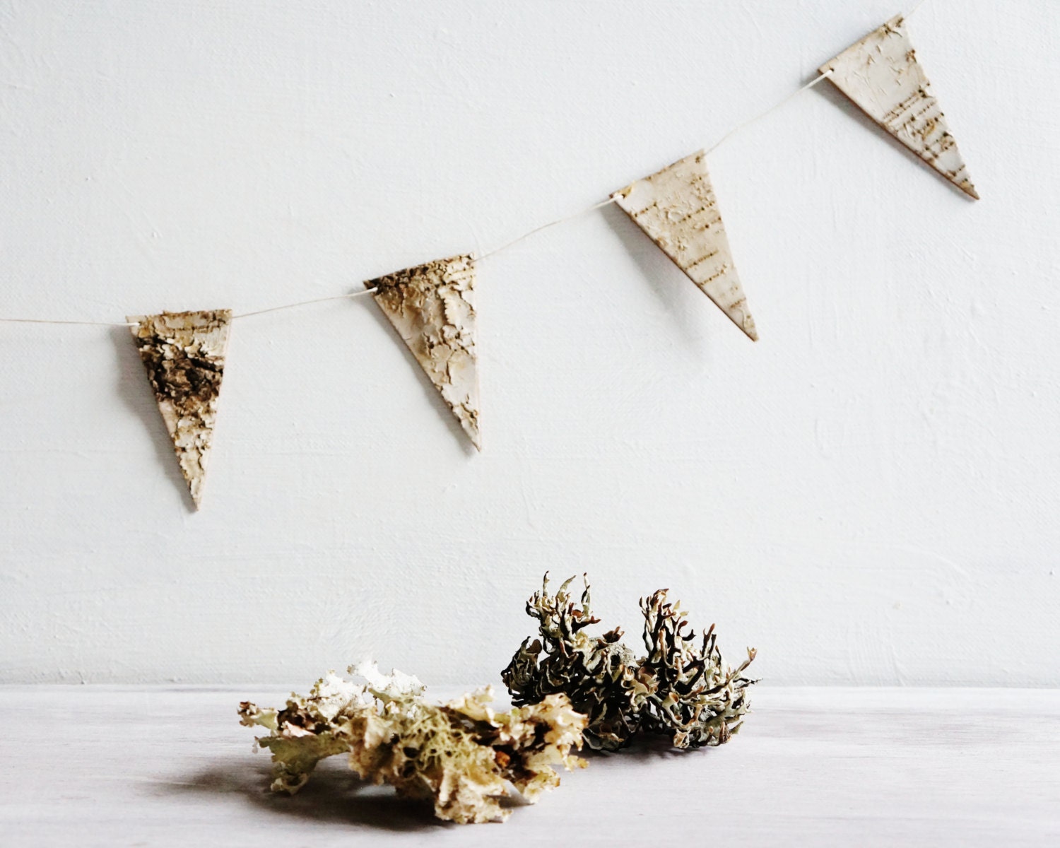 Garland, Birch Bark Pennant, Bunting- Free Shipping