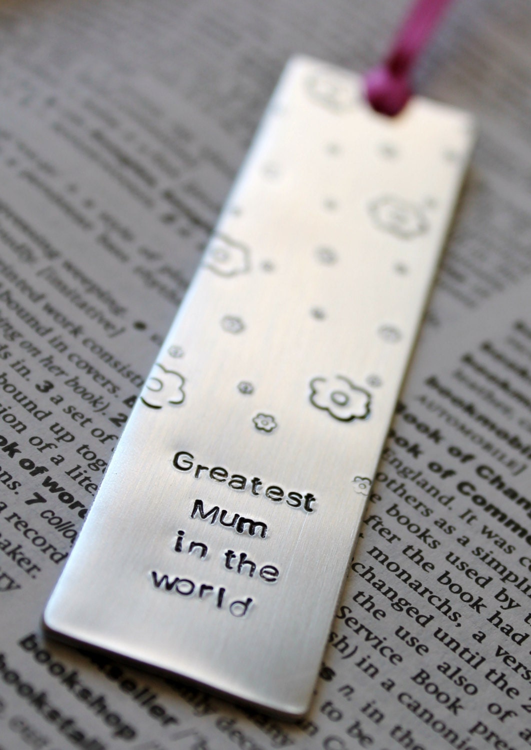 Greatest Mum in the World - Metal Stamped Personalised Bookmark -