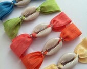 Cowrie Shell Elastic Hair Ribbons - Bohemian Bracelet - Choose Your Color