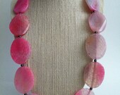 Flamingo Singletini- Hot Pink Fire Agate Slice Necklace