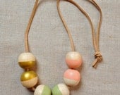 Modern Geometric Wood Bead Necklace