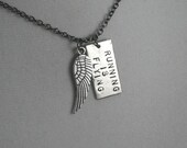 RUNNING IS FLYING Necklace - Running Necklace on 18 inch gunmetal chain - Running Jewelry - Running Necklace