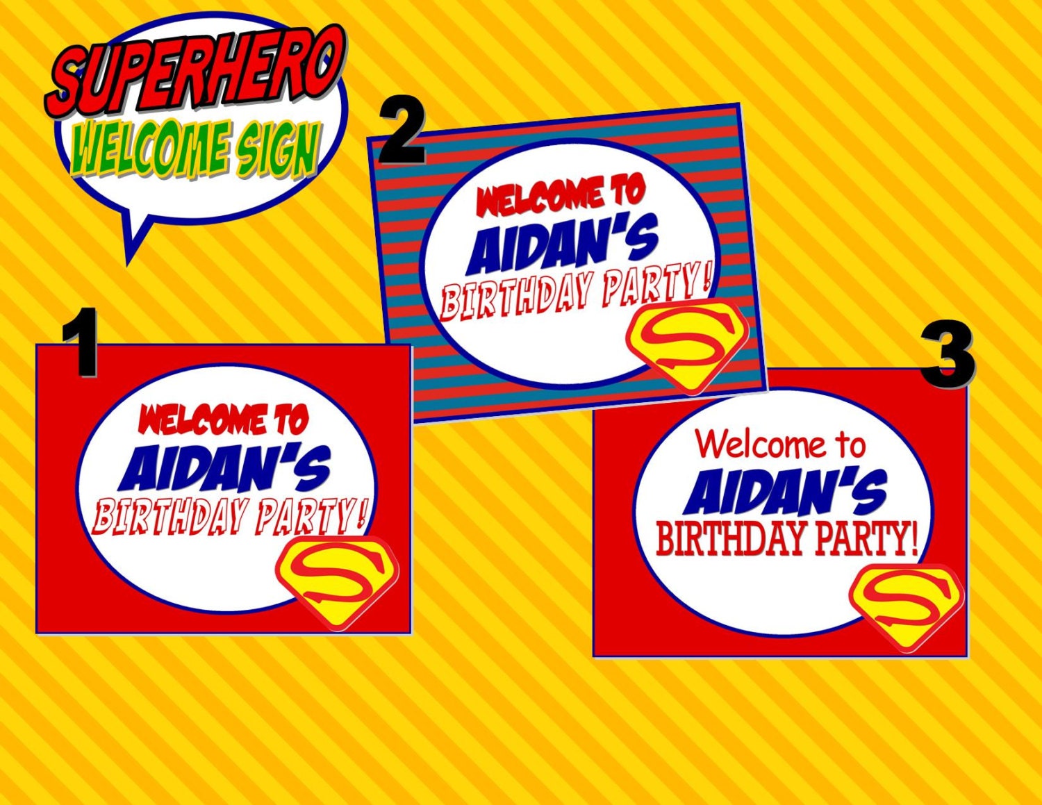 SUPERHERO PARTY - Welcome Sign - SUPERHEROES- Batman- Superman- Spiderman - Super Hero Party - Krown Kreations Il_170x135