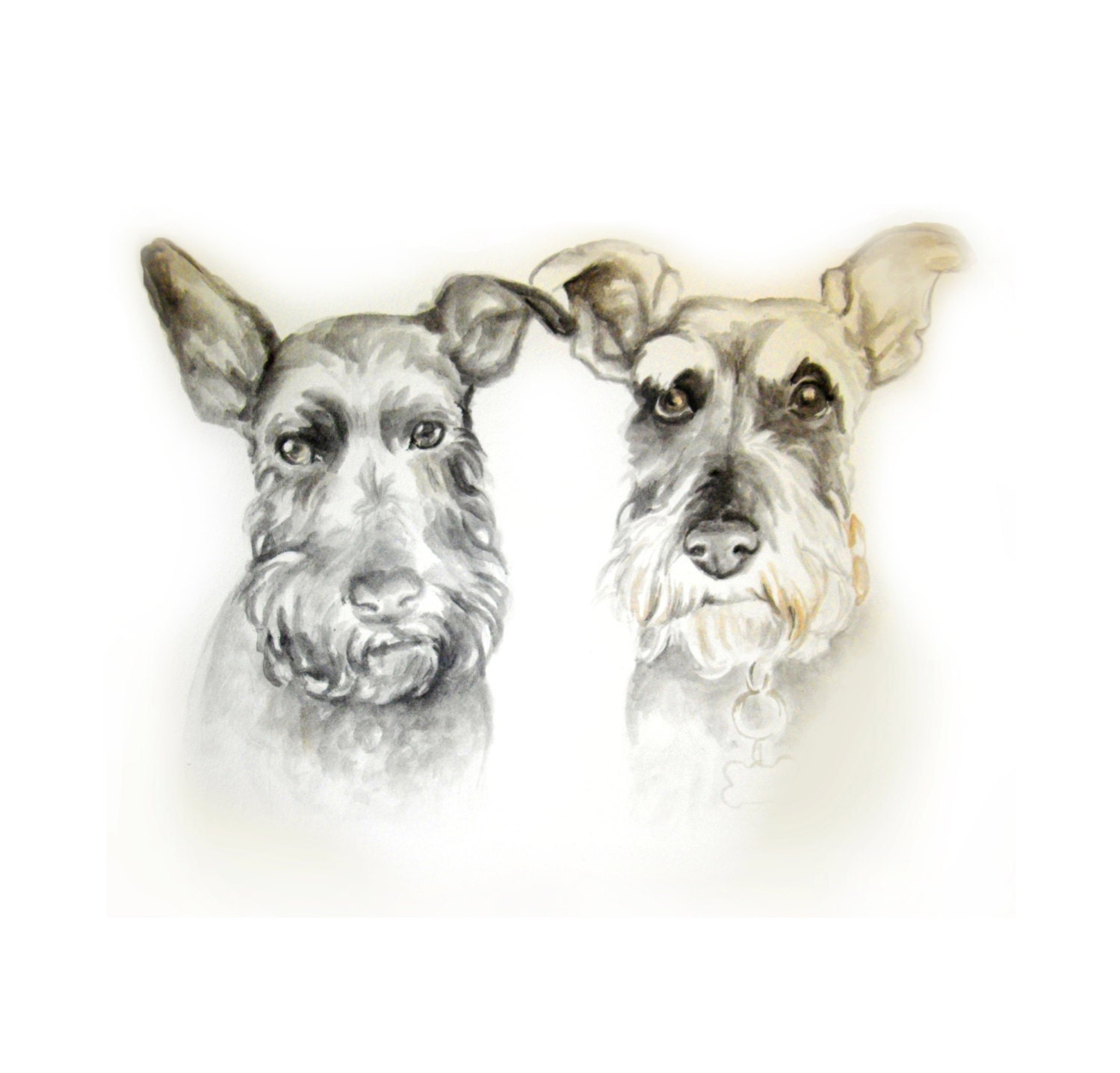 8.5x11, 2 Custom pet portrait, original watercolor painting dog cat animal pet lover painting handmade wall art gift