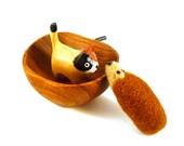 Hedgehog Brown Catnip Cat Toy - Needle Felted Wool
