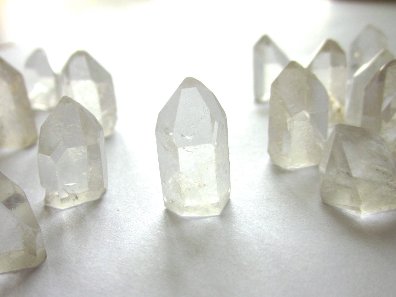 Quartz Points 2 Crystals 11mm - 15mm (Lot No. BC13) Generator, Flat Bottom, Raw, Rough, Natural For Jewelry Making, Terrarium Supply, Clear