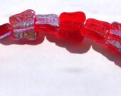 10 Bead Set Red Czech Glass AB Butterfly Beads