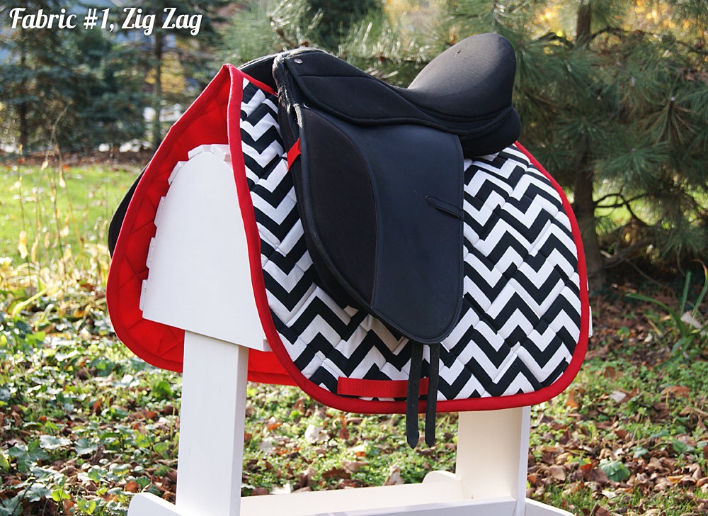 MADE TO ORDER Black and White Saddle Pad Many Prints