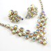 Bright Aurora Borealis Vintage Rhinestone Necklace and Earrings.