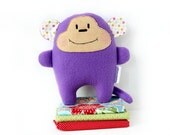 Purple Monkey Stuffed Plush Toy - Baby shower gift - Soft Fleece Stuffed animal - Jungle Nursery Decor