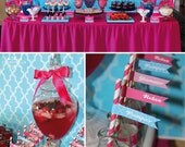 SPA Party Printable Party Set - Cupcake Toppers, Bottle Labels, Thank You Cards and more