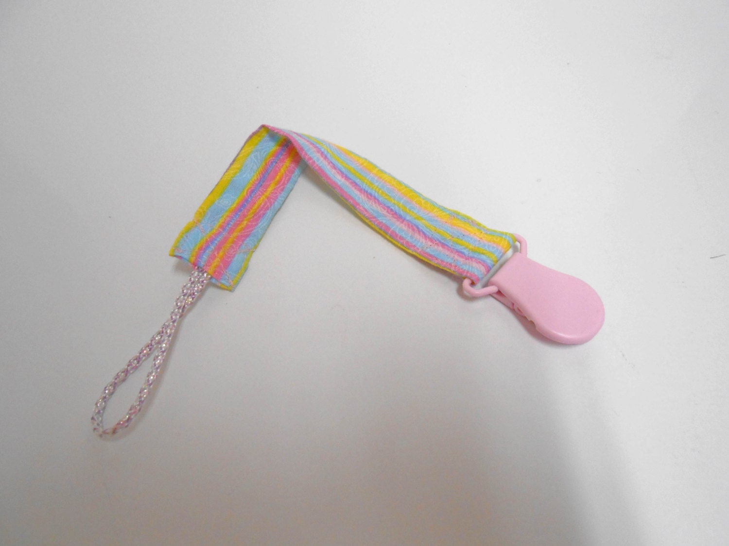 Pacifier Leash - Looped Clip - Pastel Stripe