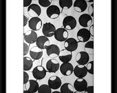A2 Original Contemporary Black and White Abstract Ink Painting 16.5x23.4 " Pool Balls "