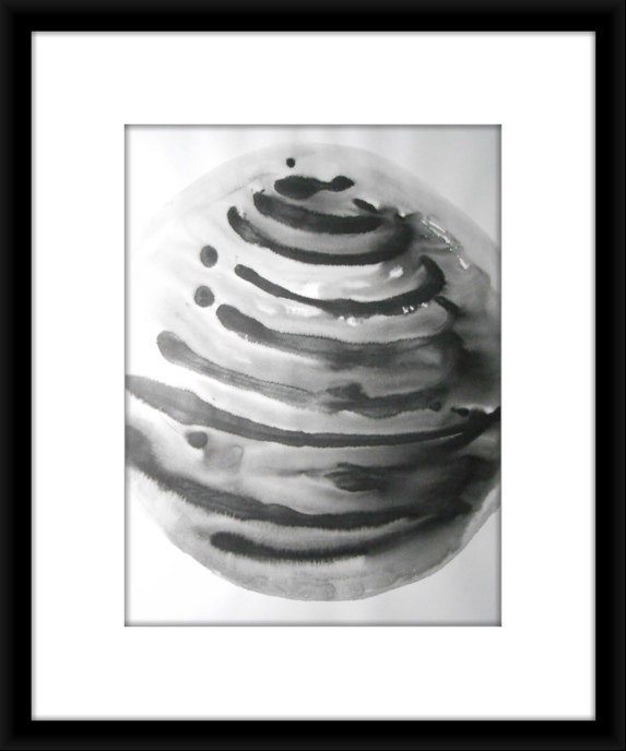 A2 OOAK Modern Abstract Original Ink and Wash Painting16.5x23.4 "Gravitation"
