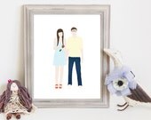 Though Very Humble : Custom Lovebirds Hand-in-Mine 8x10 Portrait Illustration