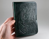 Hand-Tooled Leather iPad Mini / Kindle Book-Style Folio Cover, Acanthus Leaves Design
