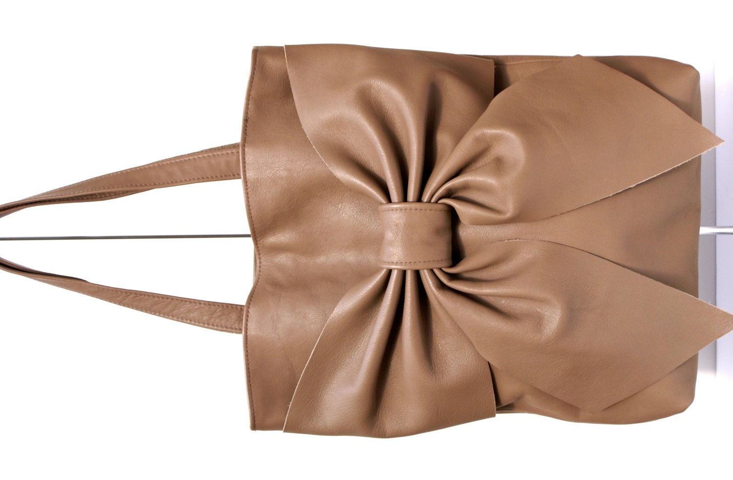 Taupe Leather Bow Tote