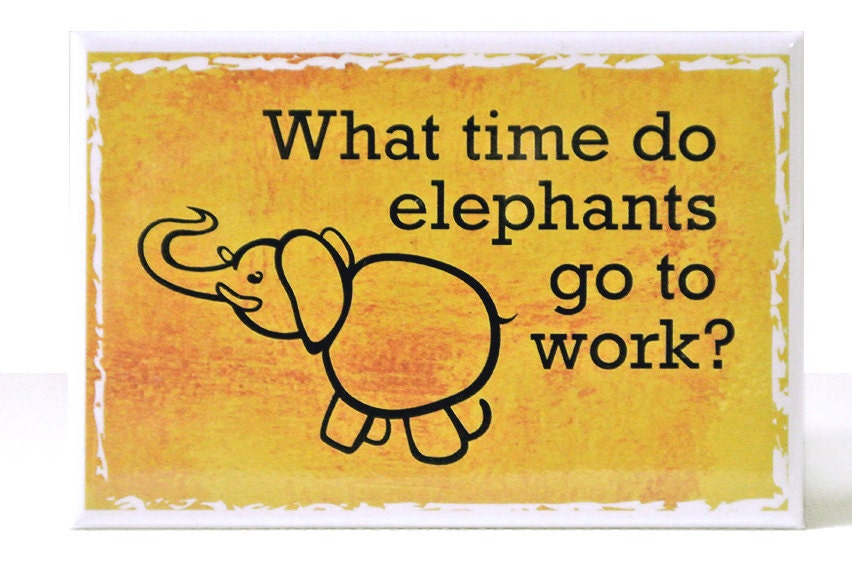Yellow Elephant Magnet w Drawing