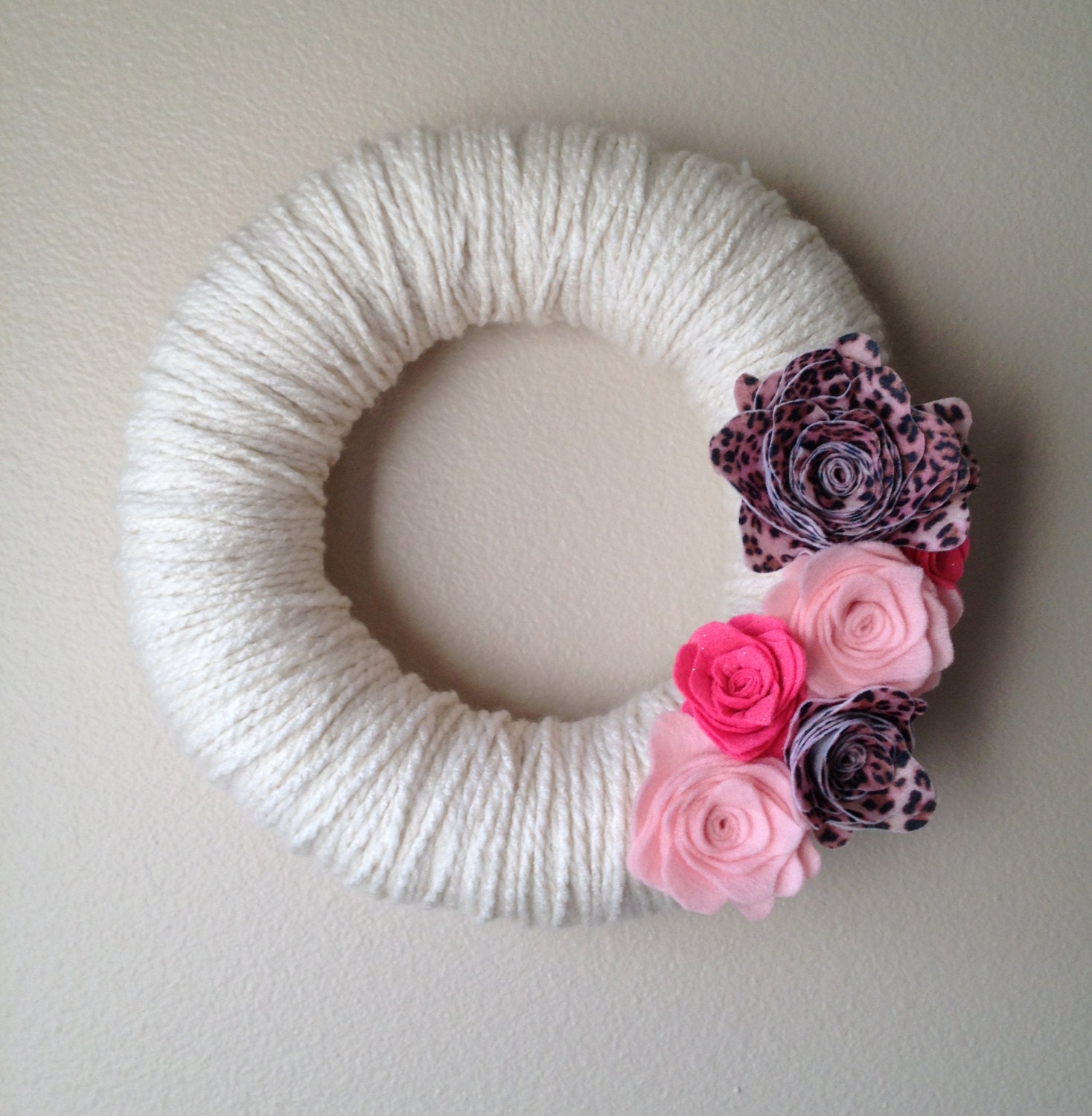 Yarn Wreath Handmade Felt Decoration- 12 inch