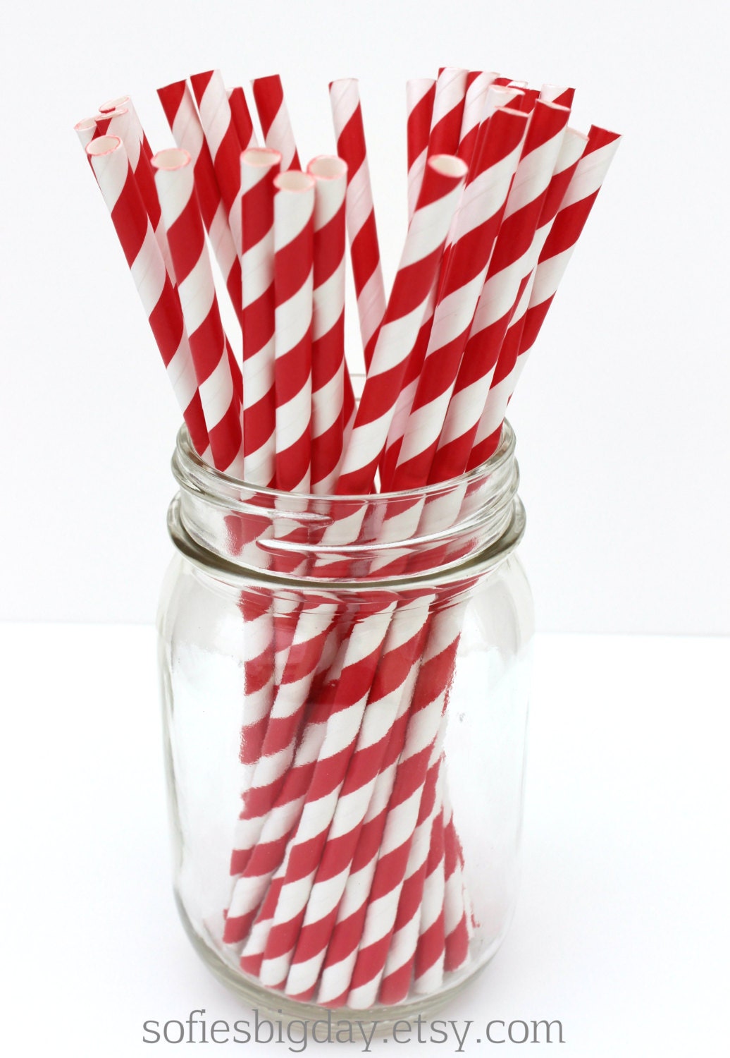 RED STRIPE Straws- 25 count-Party Straws- Retro stripe straws-striped paper straws-red paper straws-25 count Il_170x135