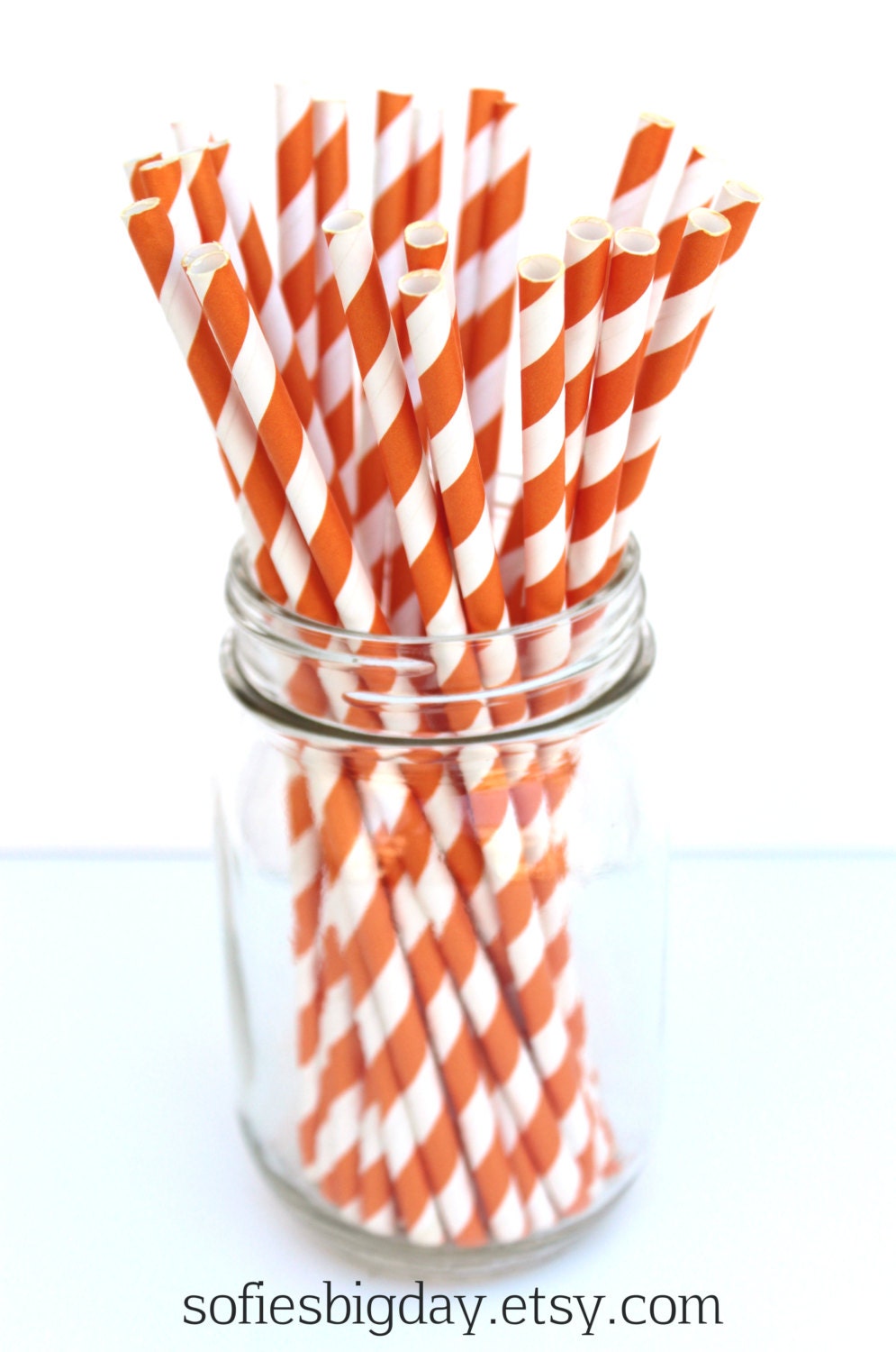 ORANGE STRIPE Paper Straws- paper straws-orange straws-retro paper straws-25 count Il_170x135
