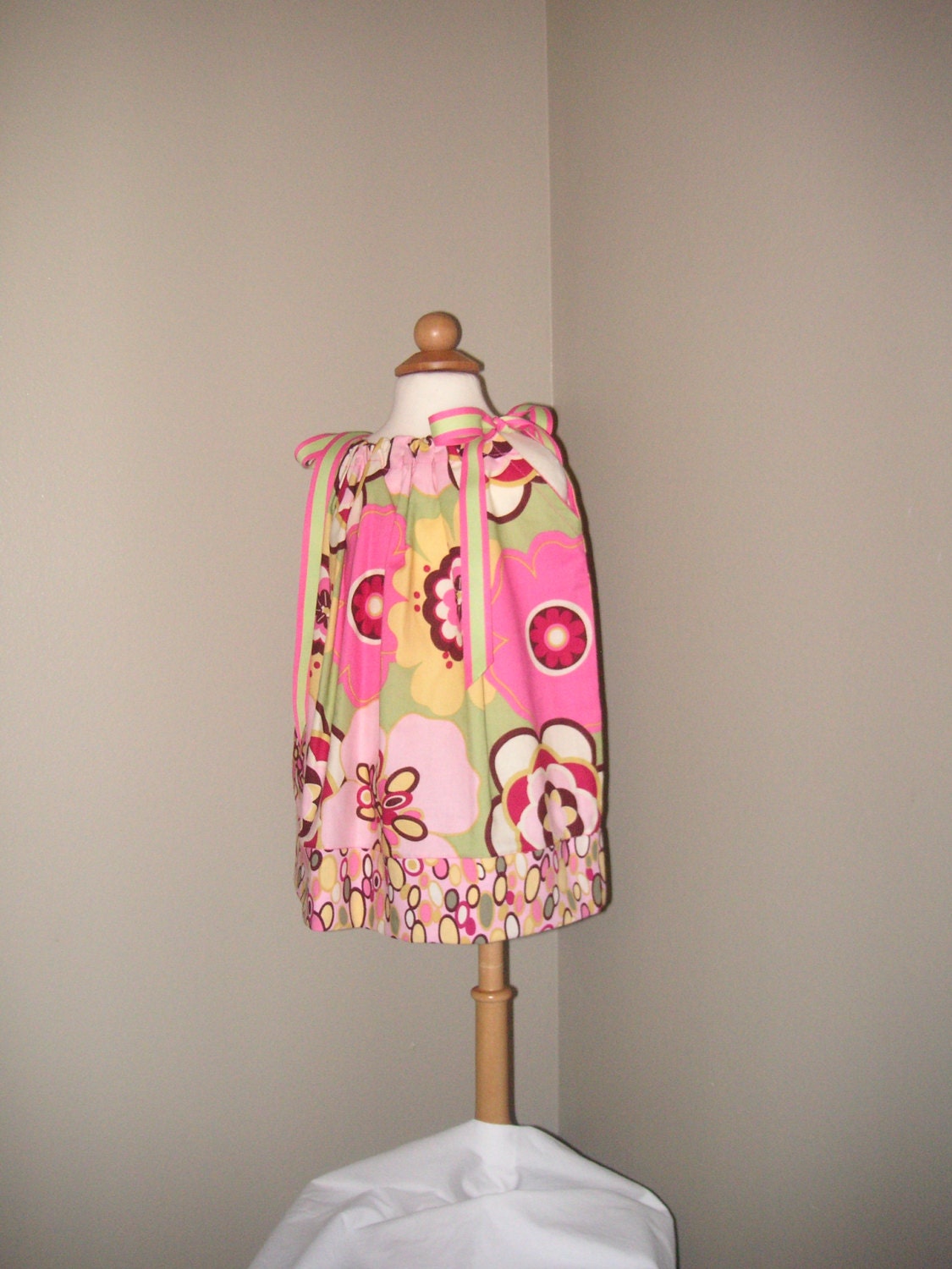 Girls Clothes-Summer Pillowcase Dress of Pink/Yellow/Green-Free Shipping