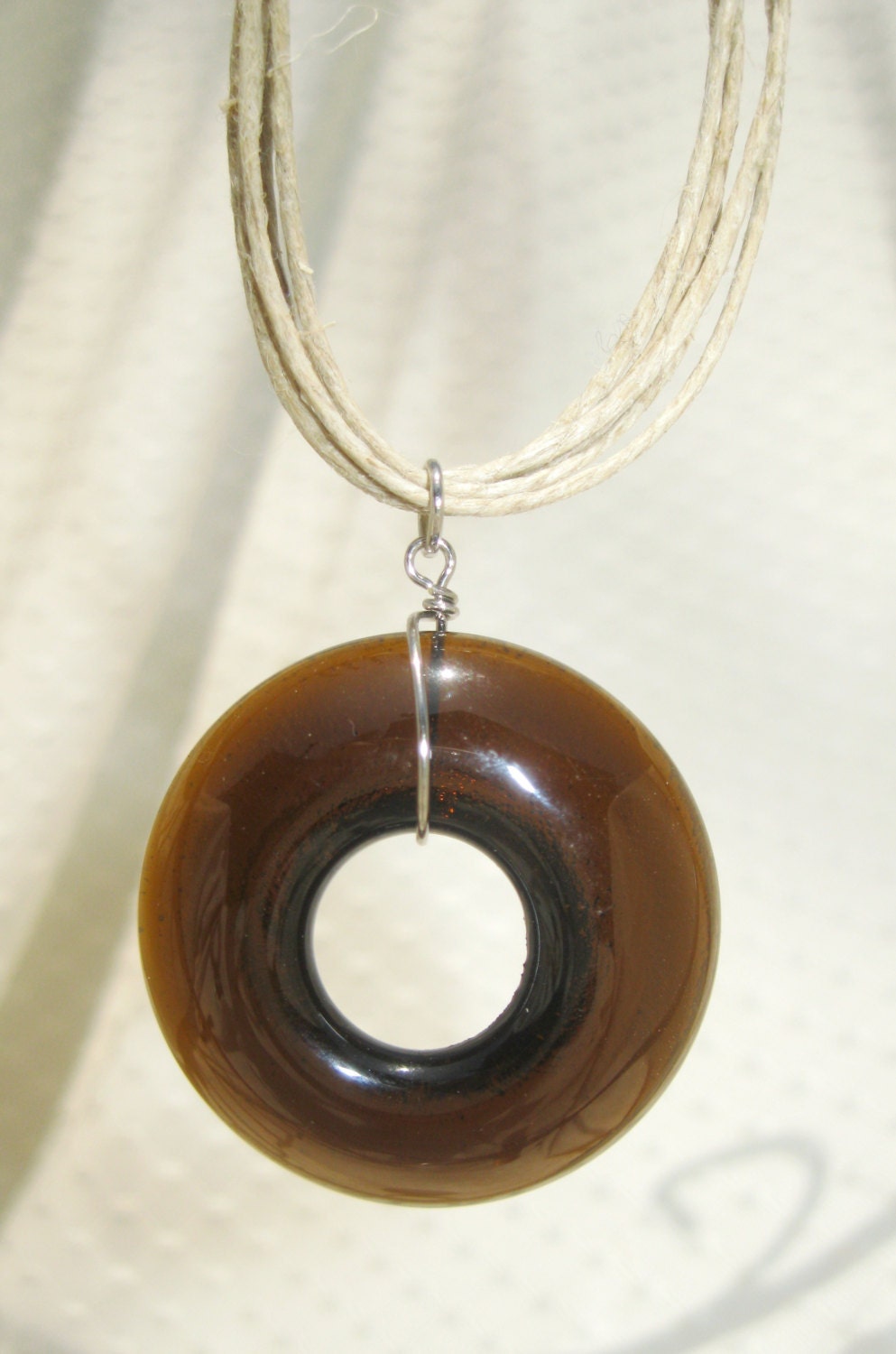 Beer Bottle Necklace Wine Gifts Amber Green Eco Gifts Boho Fashion OOAK