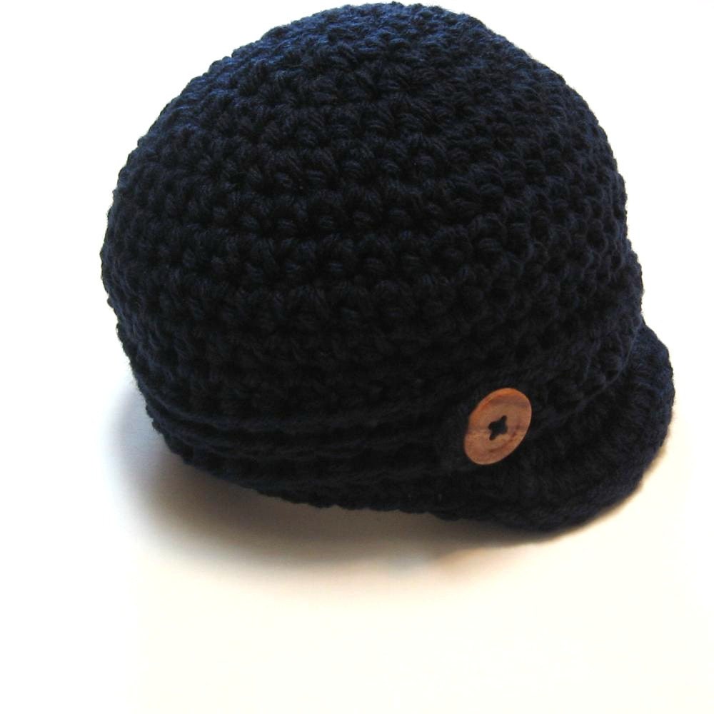 Navy Blue Newsboy hat.  3 to 6 months.  MADE TO ORDER.  Great photography prop or baby shower gift.