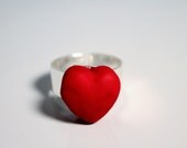 Puffy Heart Ring - Polymer Clay Hand sculpted ring