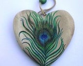 Narnia Peacock Feather handpainted wooden ornament. All proceeds to homeless charity