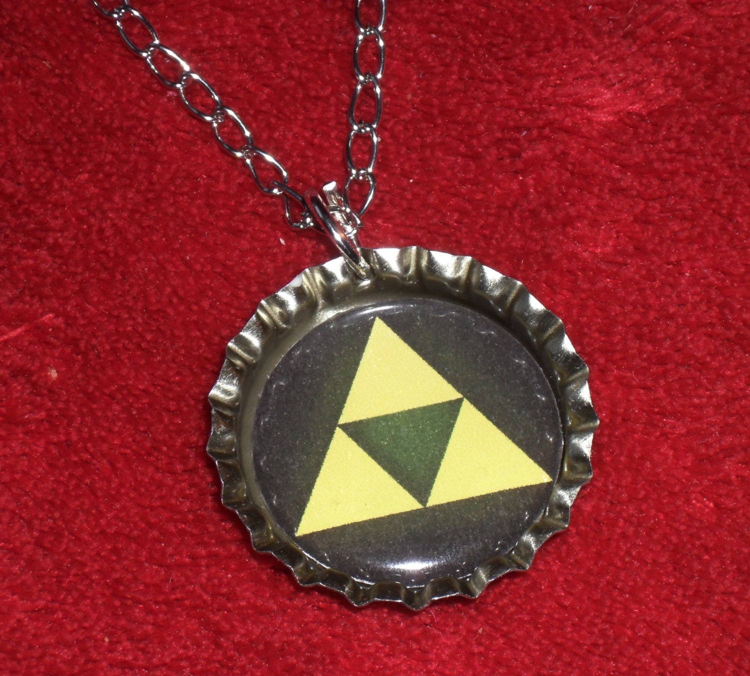Legend of Zelda Triforce Bottle Cap Pendant - Custom Designs Available
