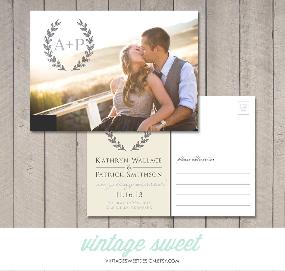 Save the Date Postcard (Printable) by Vintage Sweet